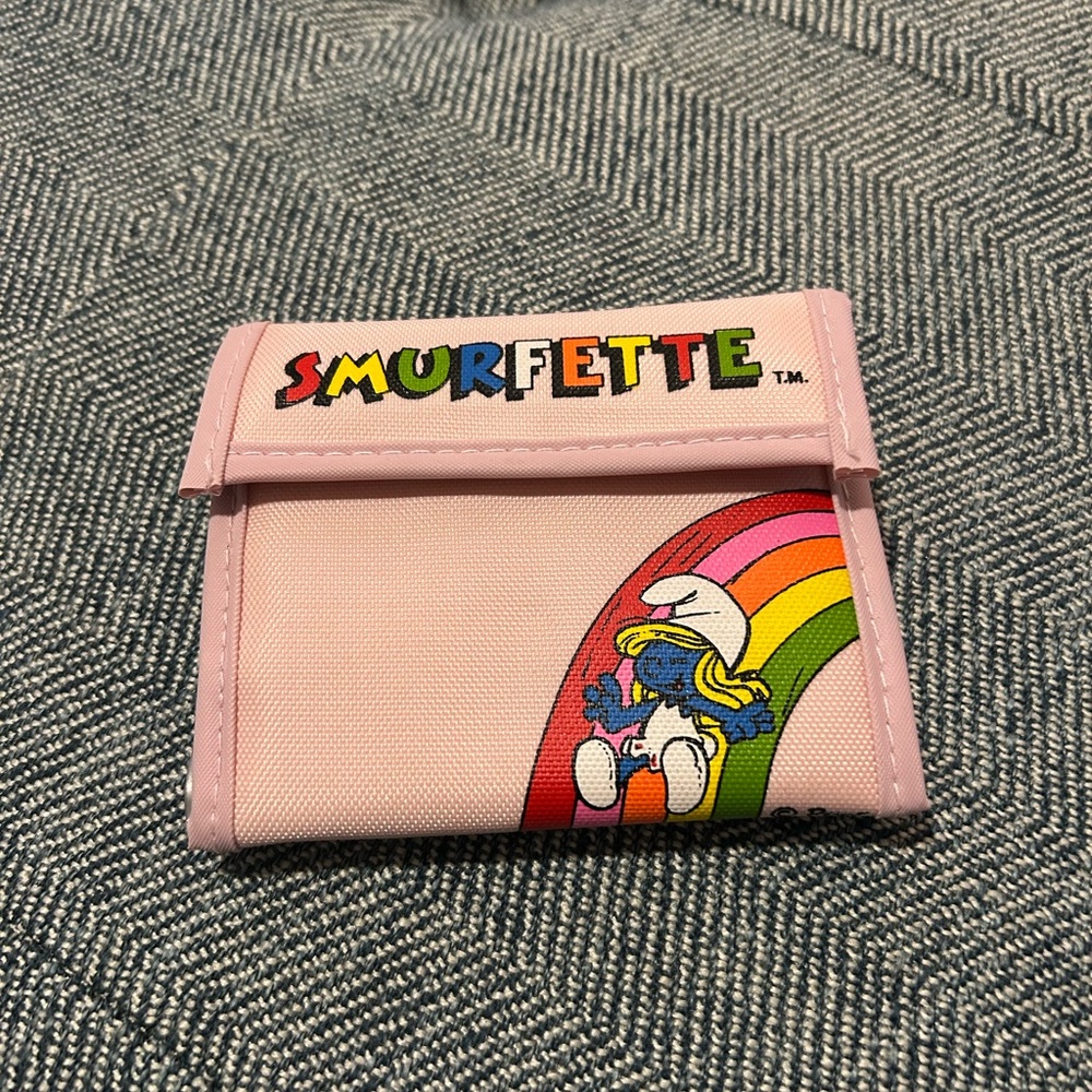 Smurfette Pink Kids Wallet- vintage nylon Smurfette wallet